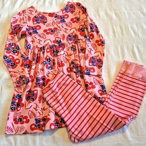 Hanna Andersson girls size 120 or 6-7 tunic & striped leggings VVGUC